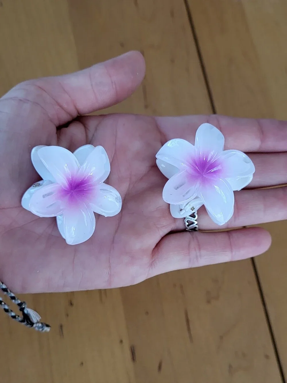 Purple Floral Acrylic Hair Clips Set - Women Accessories